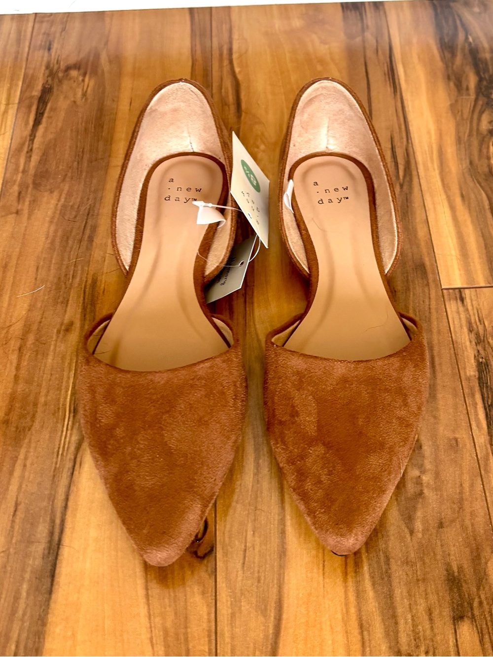 A New Day Cognac Brown Slip-on Pointed Ballet Flats Memory Foam size 8.5